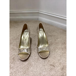 Sergio Rossi Gold Sequin metallic heels